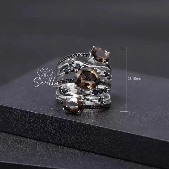 3.30 ct Natural Smoky Quartz Stacking Ring - Picture 2 of 5